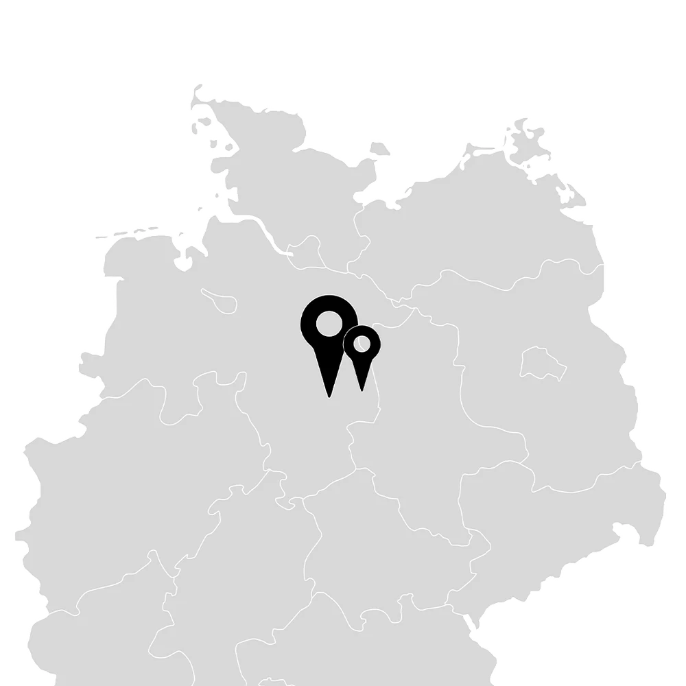 Deutschlandkarte mit den Standorten Braunschweig und Königslutter
